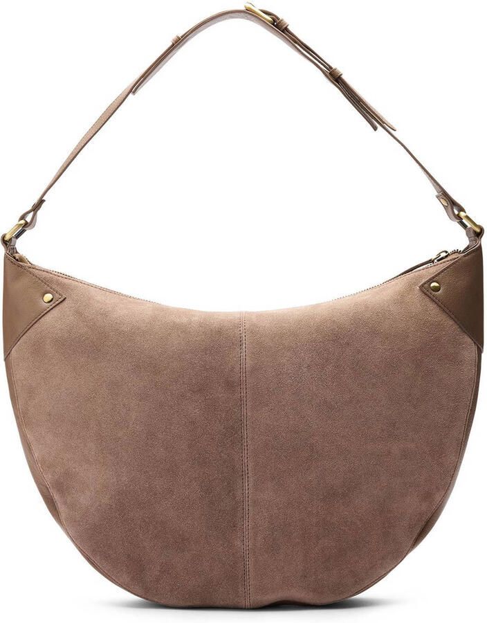 Manfield suede schoudertas bruin