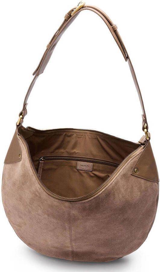 Manfield suede schoudertas bruin - Foto 3