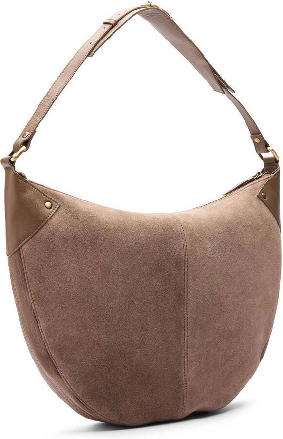 Manfield suede schoudertas bruin - Foto 2