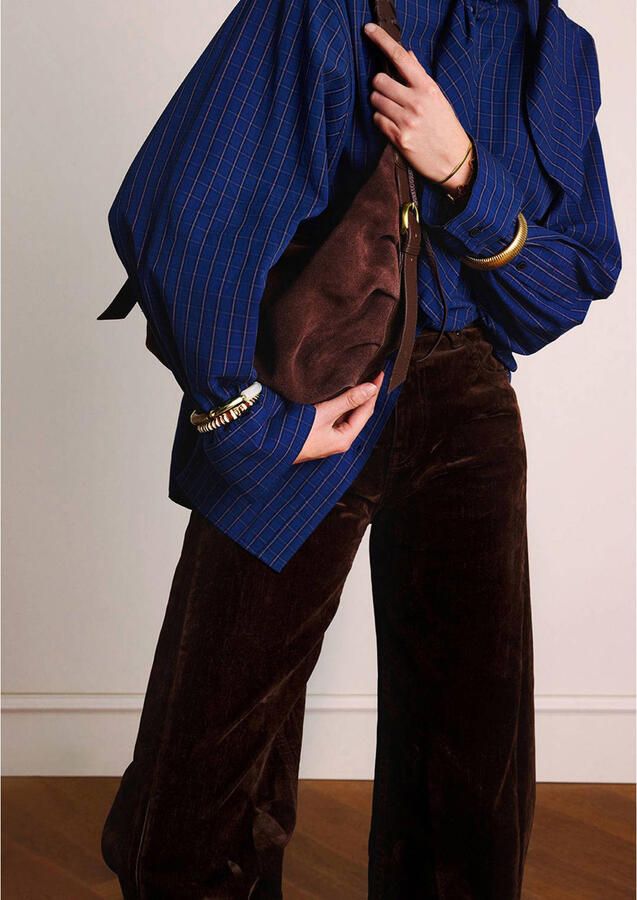 Manfield suede schoudertas bruin