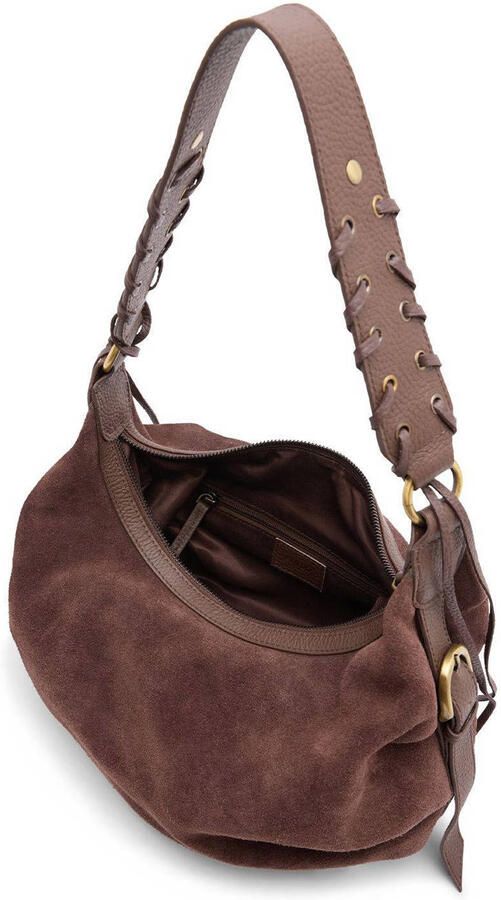 Manfield suede schoudertas bruin - Foto 3