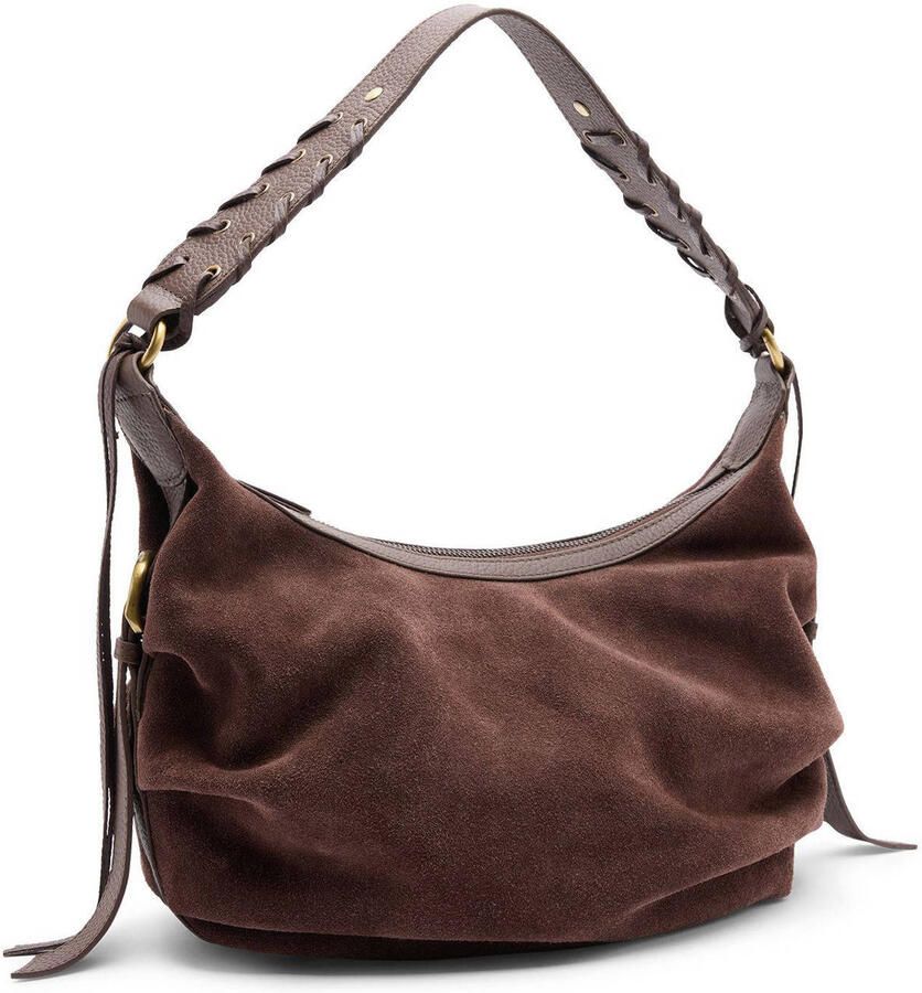 Manfield suede schoudertas bruin - Foto 2