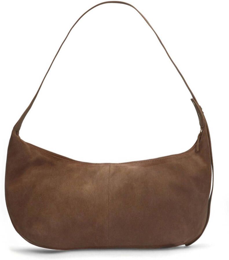 Manfield suede schoudertas bruin - Foto 2