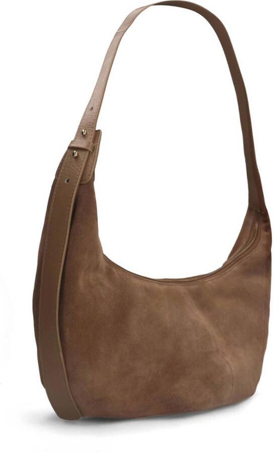 Manfield suede schoudertas bruin - Foto 3