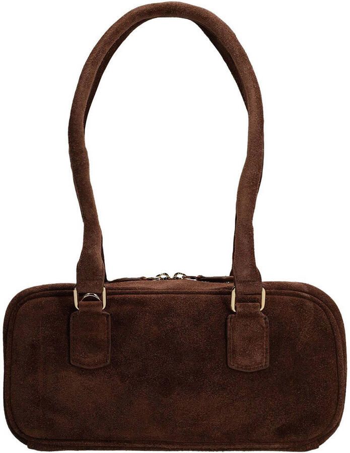 Manfield suede schoudertas bruin