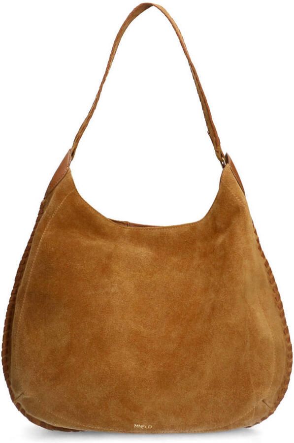 Manfield suede schoudertas cognac