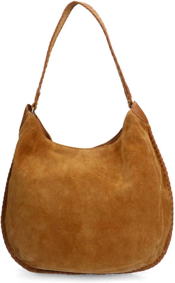 Manfield suede schoudertas cognac - Foto 2