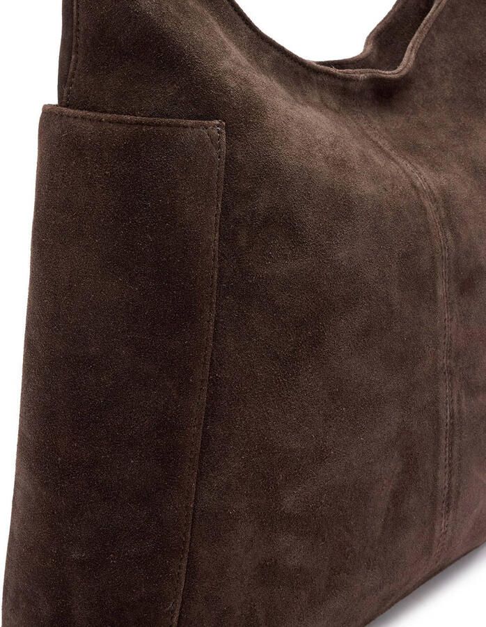 Manfield suede schoudertas donkerbruin - Foto 2
