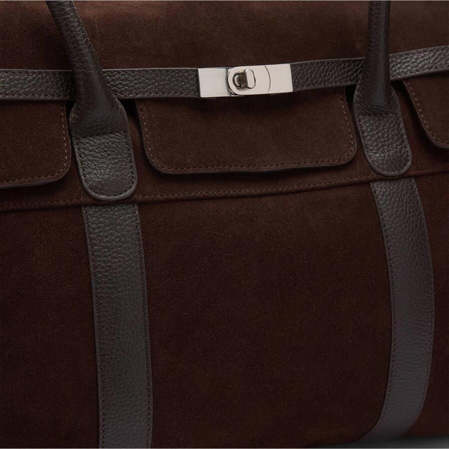 Manfield suede schoudertas donkerbruin - Foto 2