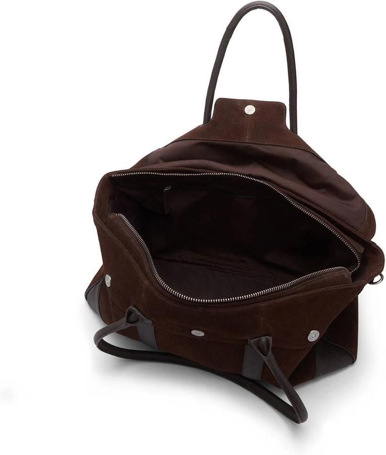 Manfield suede schoudertas donkerbruin - Foto 3