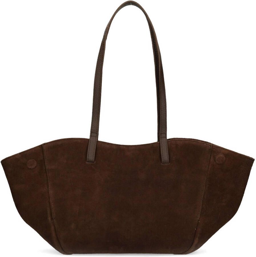 Manfield suede schoudertas donkerbruin
