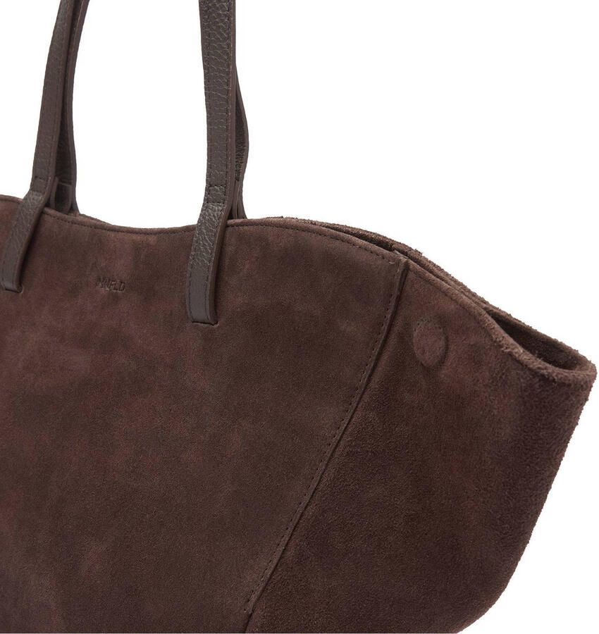 Manfield suede schoudertas donkerbruin - Foto 3
