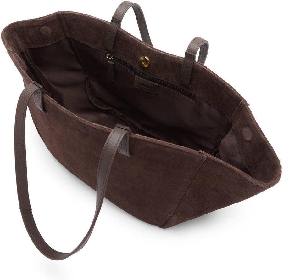 Manfield suede schoudertas donkerbruin - Foto 2