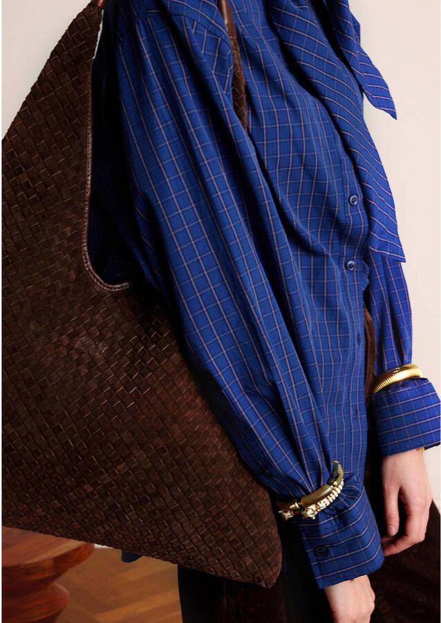Manfield suede schoudertas donkerbruin - Foto 3