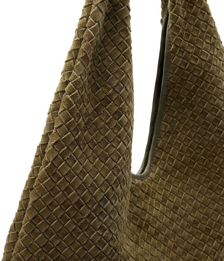 Manfield suede schoudertas kaki - Foto 2