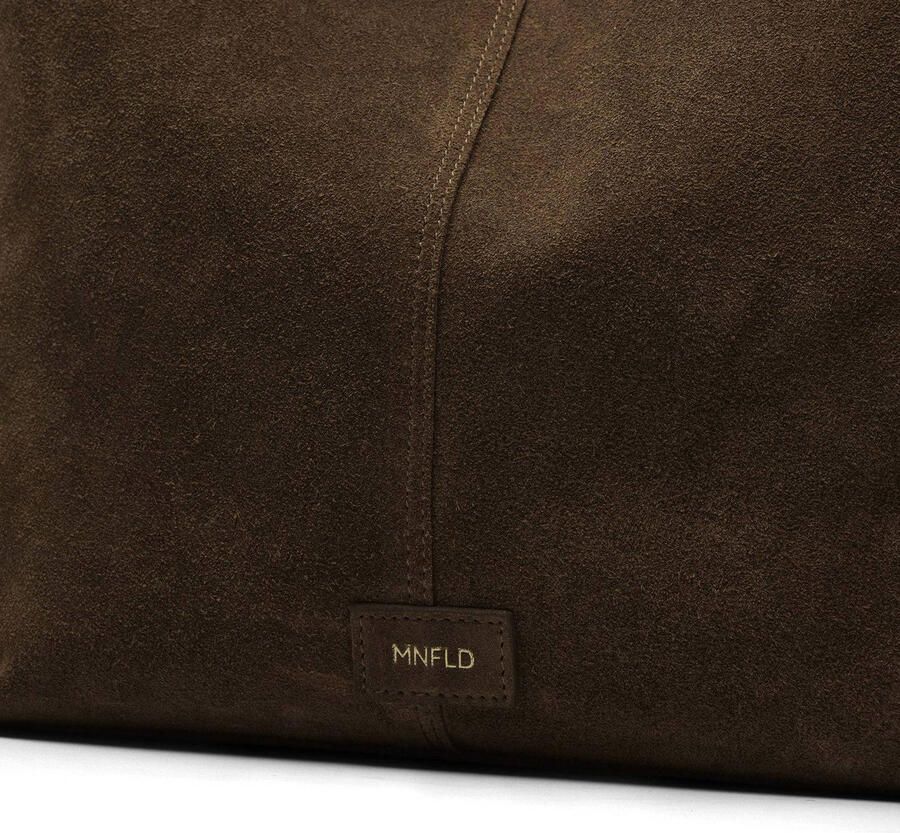 Manfield suede schoudertas met franjes donkerbruin