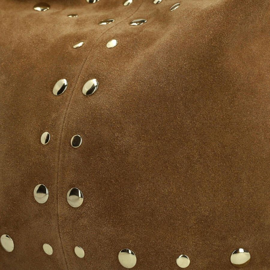 Manfield suede schoudertas met studs cognac - Foto 2
