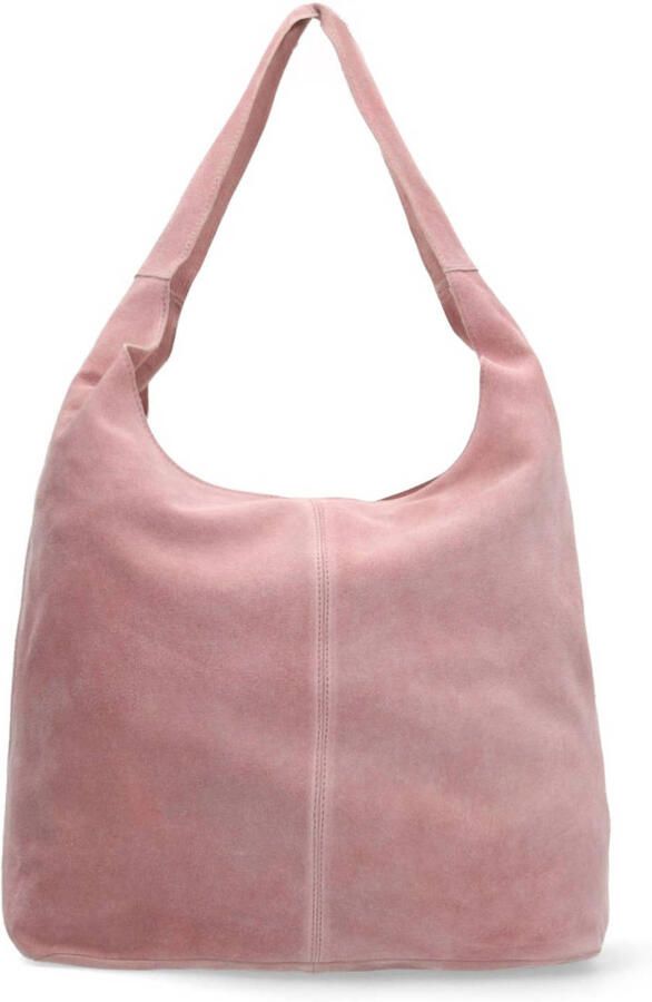 Manfield suede schoudertas roze