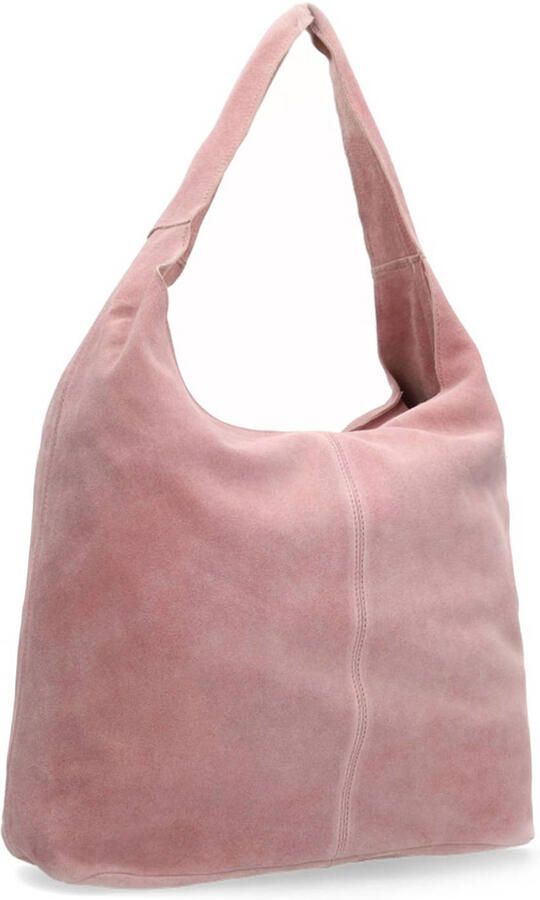 Manfield suede schoudertas roze - Foto 2