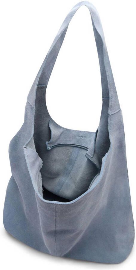 Manfield suede shopper blauw - Foto 3