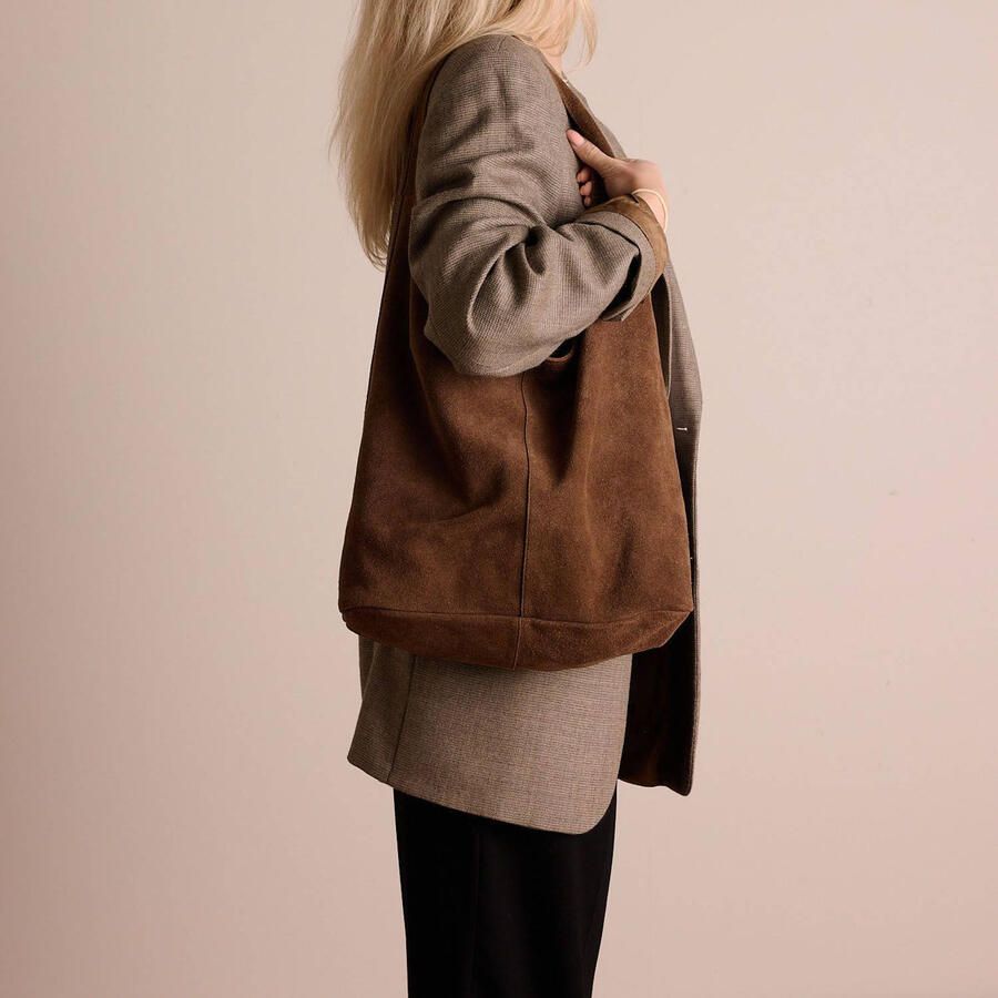 Manfield suede shopper bruin - Foto 3