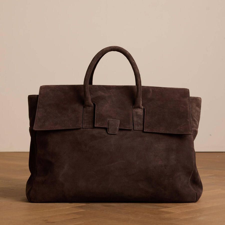 Manfield suede shopper donkerbruin - Foto 2