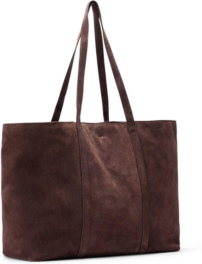 Manfield suede shopper donkerbruin