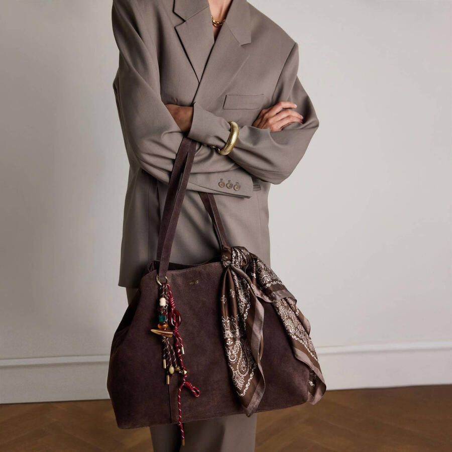 Manfield suede shopper donkerbruin - Foto 3