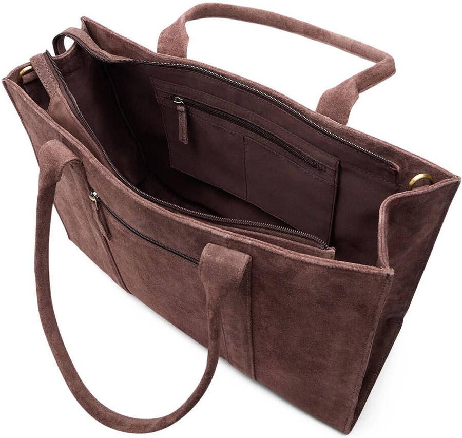 Manfield suede shopper donkerbruin