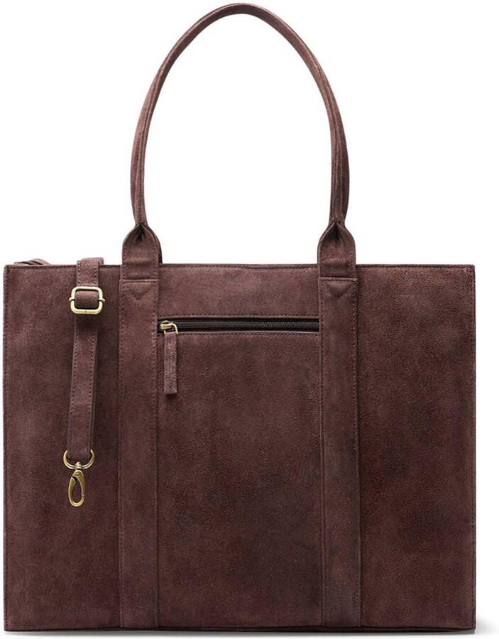 Manfield suede shopper donkerbruin - Foto 2