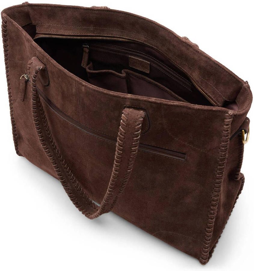 Manfield suede shopper donkerbruin - Foto 3