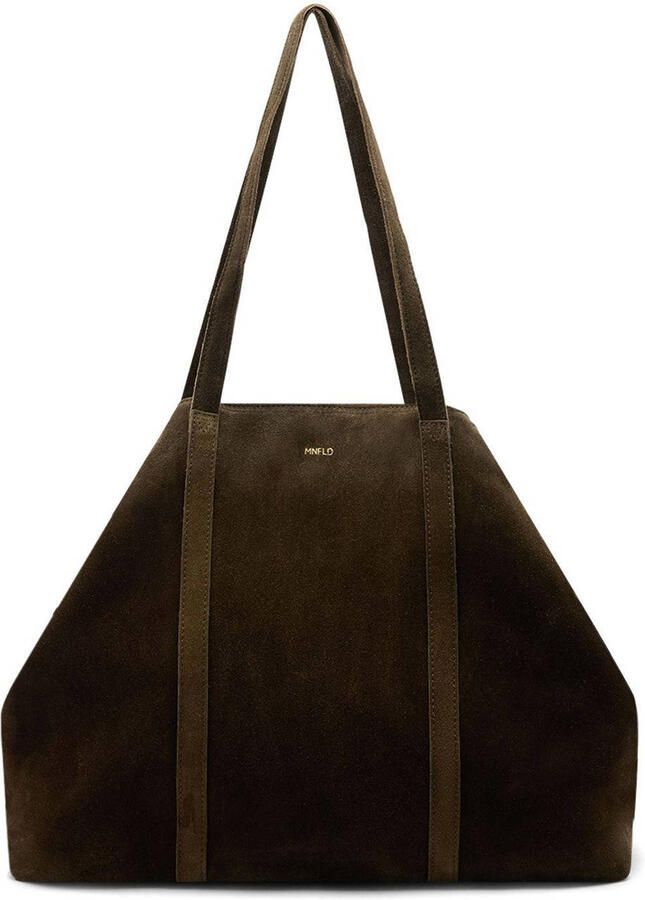 Manfield suede shopper donkergroen - Foto 2
