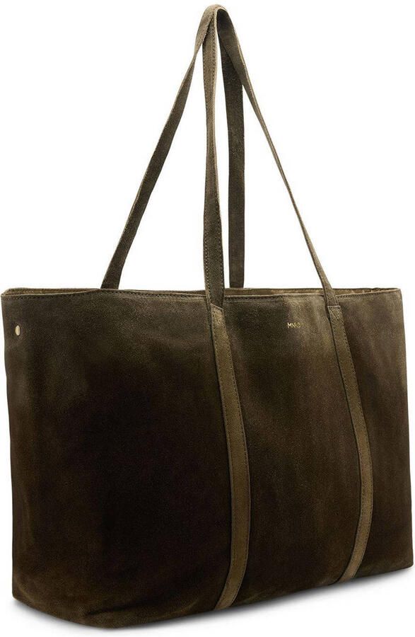 Manfield suede shopper donkergroen - Foto 3