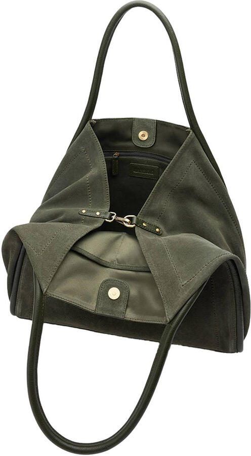 Manfield suede shopper groen - Foto 3