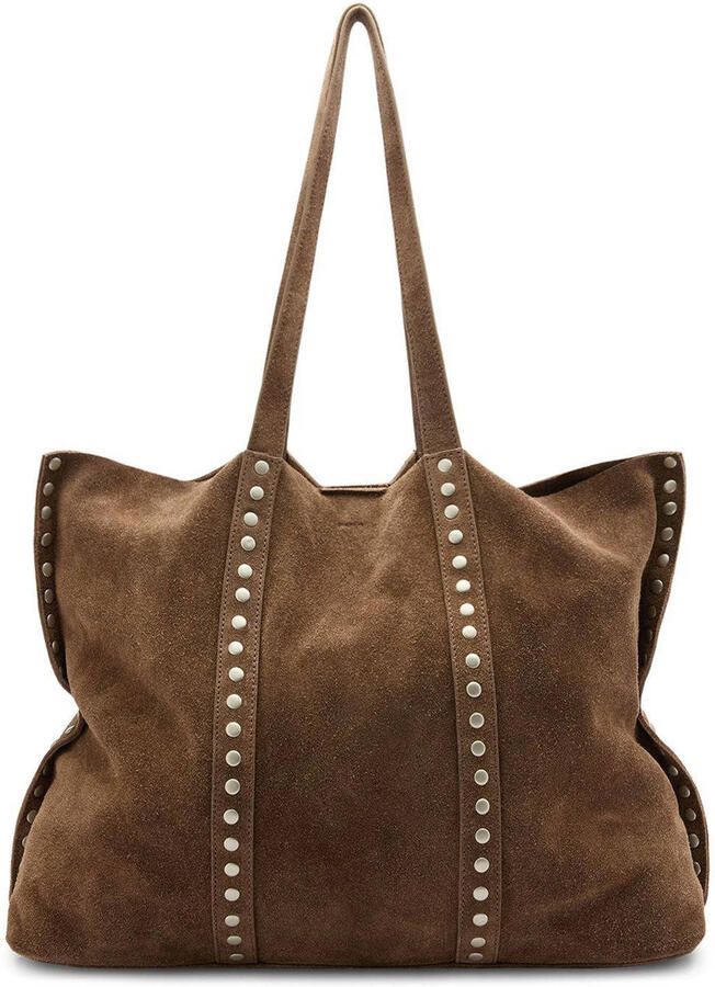 Manfield suede shopper met studs bruin
