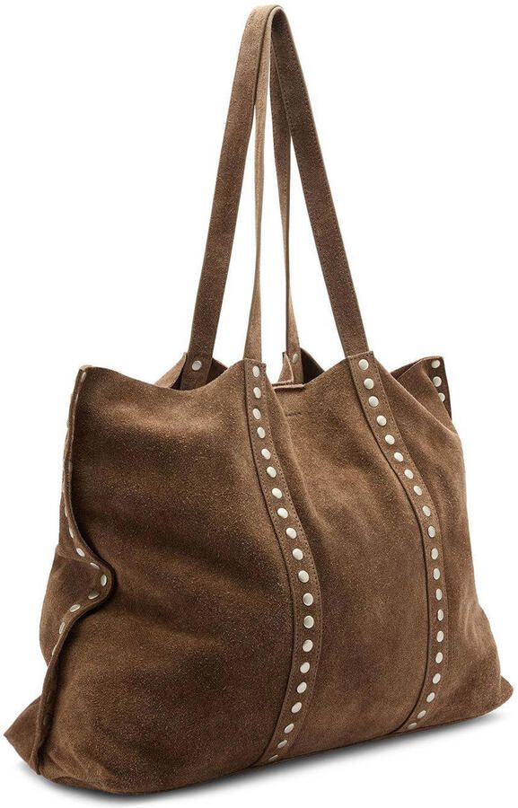 Manfield suede shopper met studs bruin - Foto 2