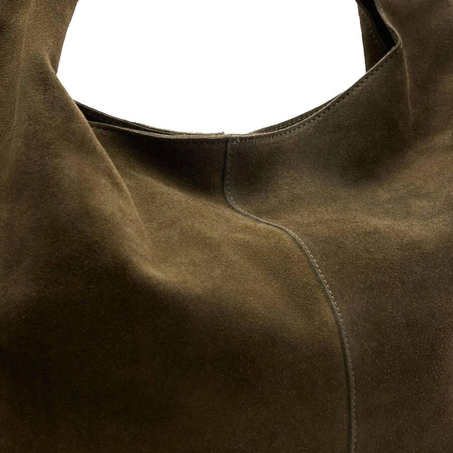 Manfield suede shopper olijfgroen - Foto 2