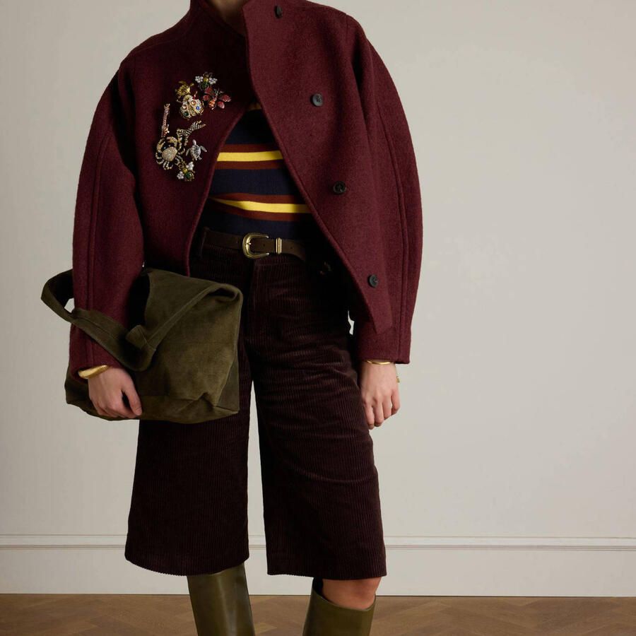 Manfield suede shopper olijfgroen - Foto 3