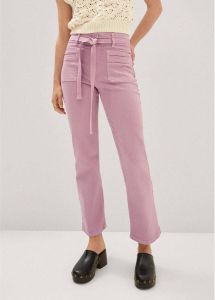 Mango cropped high waist bootcut jeans roze
