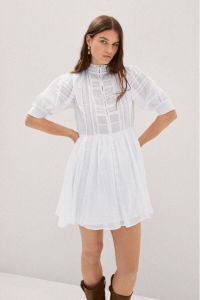Mango A-lijn jurk met borduursels wit