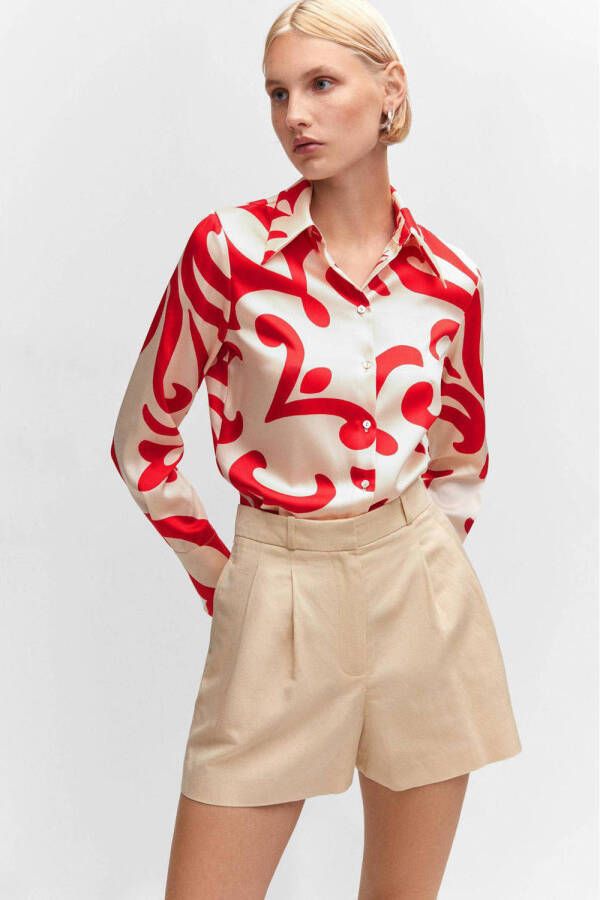 Mango blouse met grafische print ecru rood