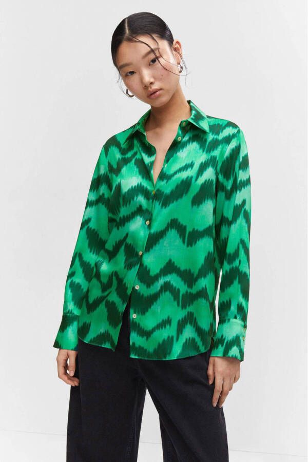 Mango blouse met grafische print groen