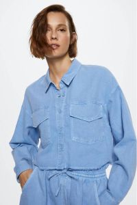 Mango blouse met linnen blauw