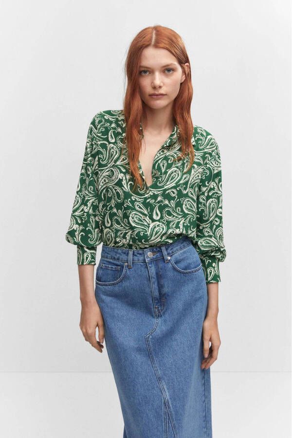 Mango blouse met paisleyprint groen