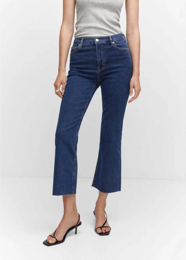 Mango cropped high waist flared jeans Sienna medium blue denim