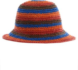 Mango gehaakte bucket hat oranje blauw