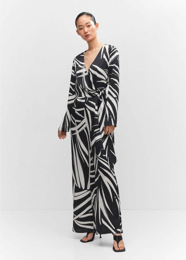Mango jumpsuit met grafische print zwart wit