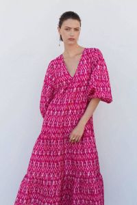 Mango jurk met all over print roze