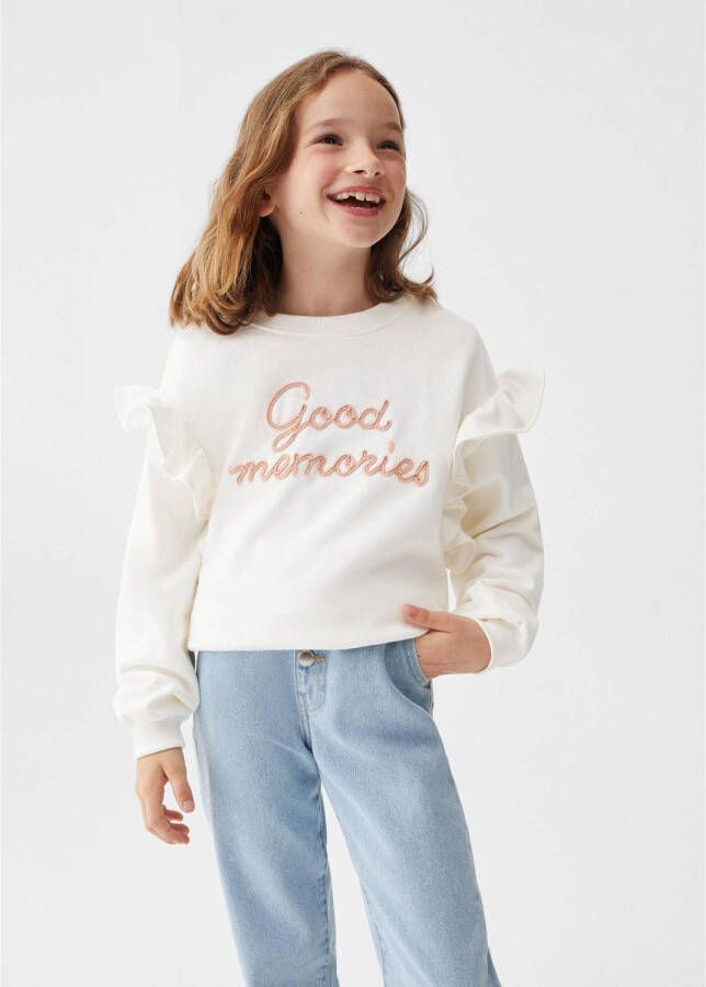 Mango Kids sweater met tekst wit