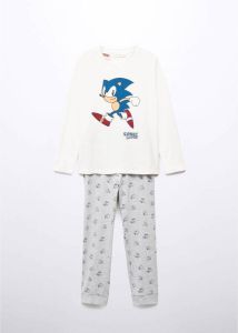 Mango Kids Sonic pyjama met printopdruk wit